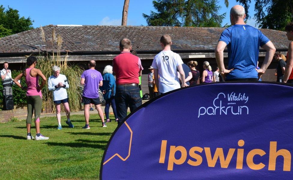 The briefing at the start of Parkrun at Ipswich