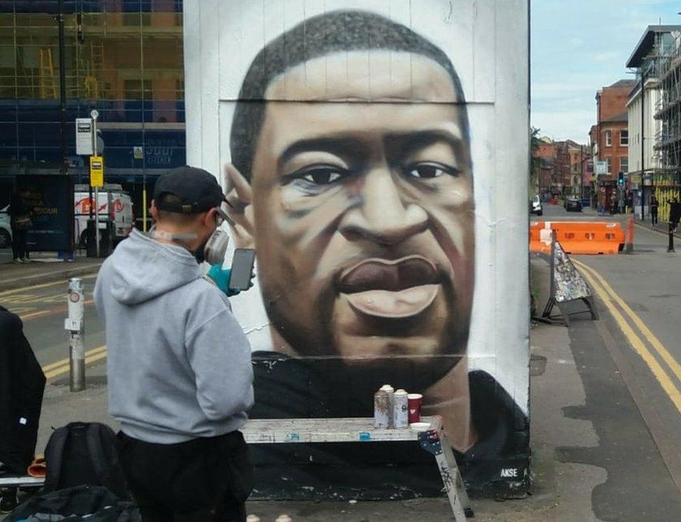 Akse and his George Floyd mural