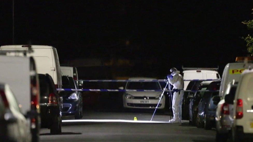 Police at the scene in Salford