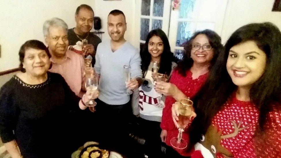 Balwant Mistry with his family at Christmas