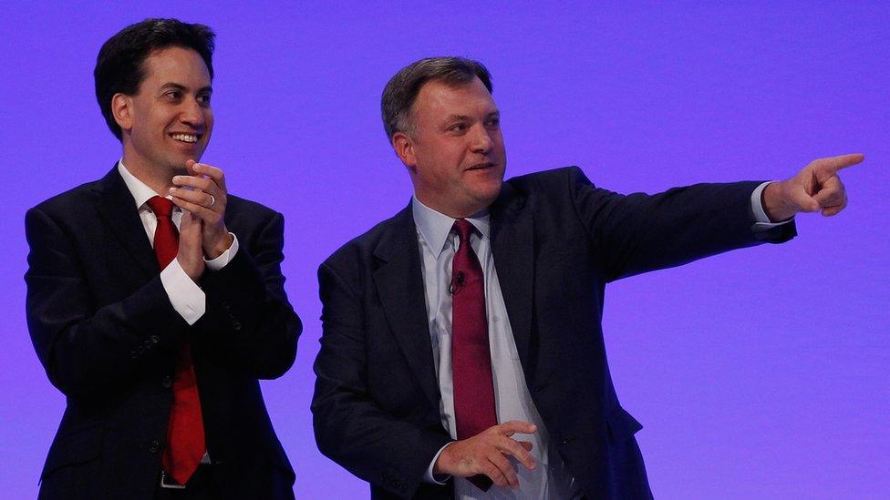 Ed Miliband and Ed Balls share a stage