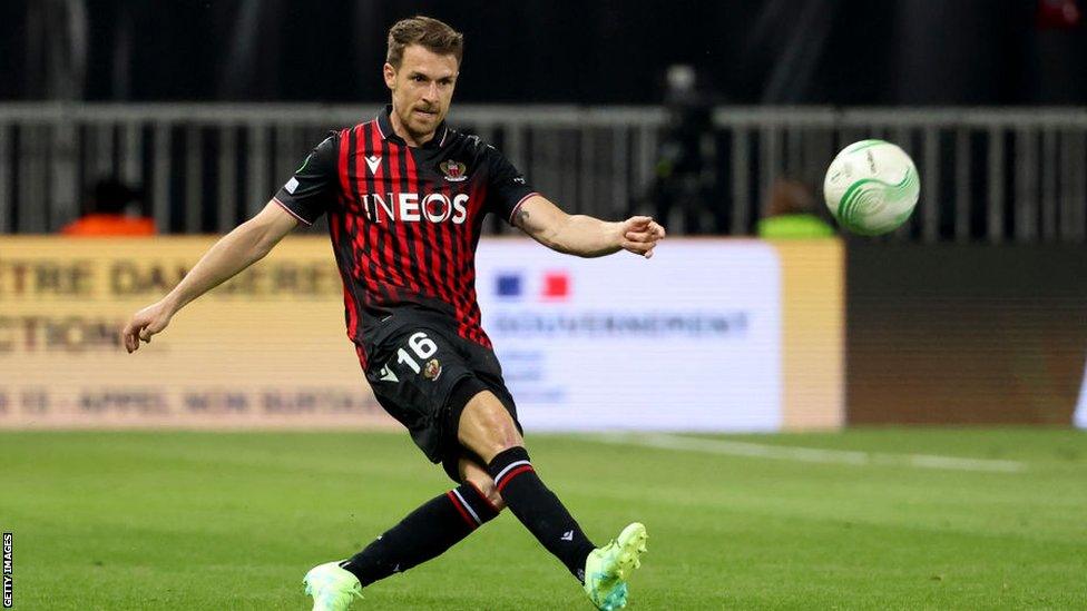 Aaron Ramsey in action for Nice