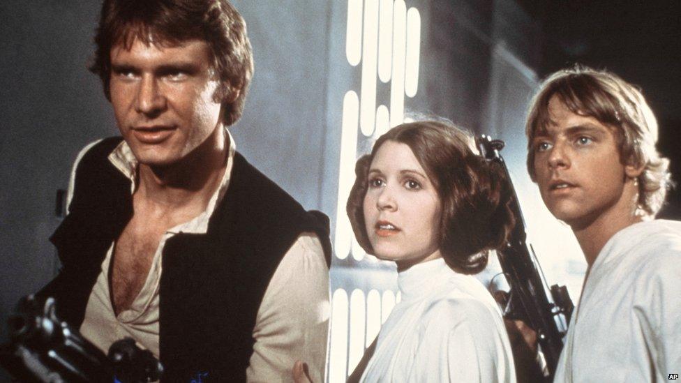 Princess Leia, Han Solo and Luke Skywalker