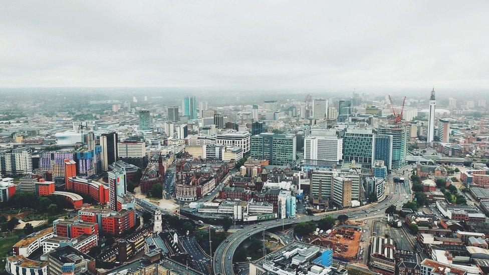 Aerial view of Birmingham