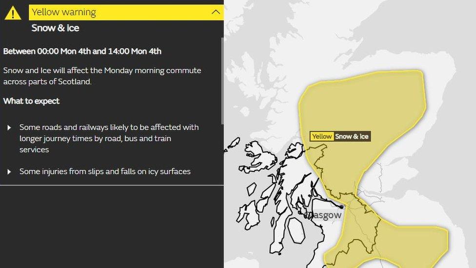 Monday's weather warnings