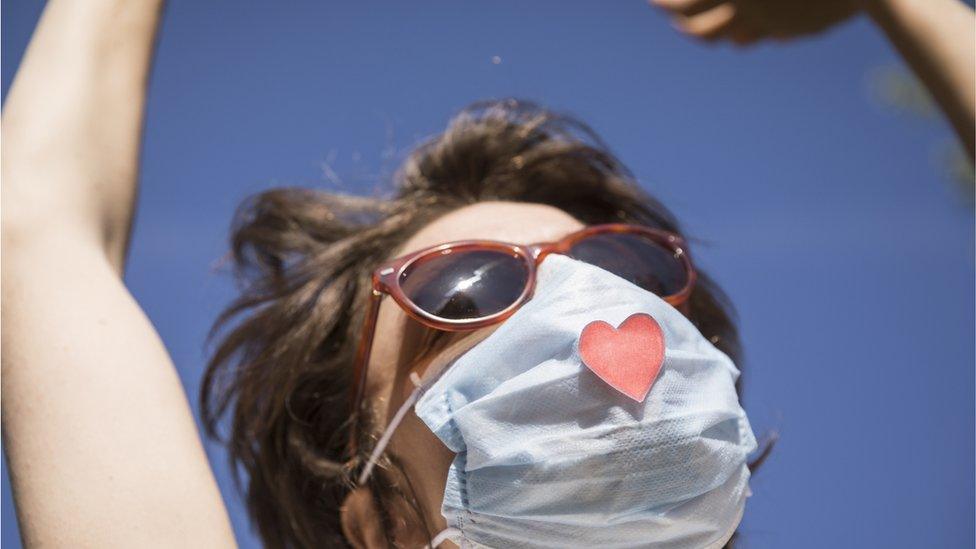 Festival-goer with mask