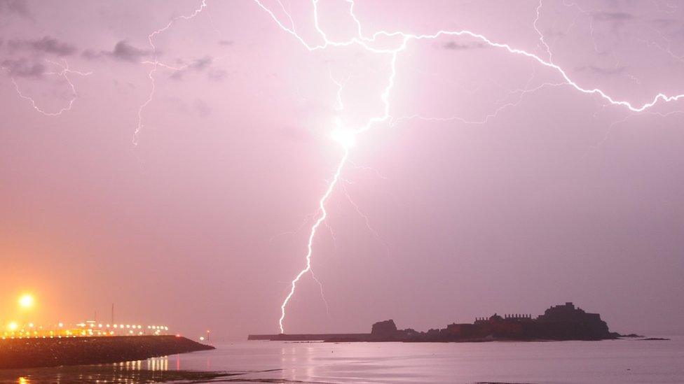 Lightning over St Aubin's Bay, Jersey