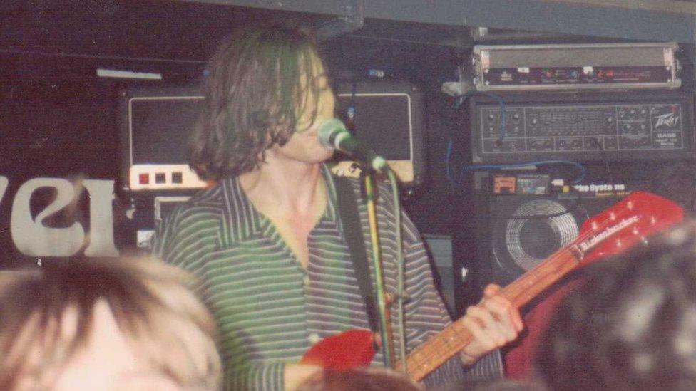 Mark Gardener playing in Ride in the late 80s