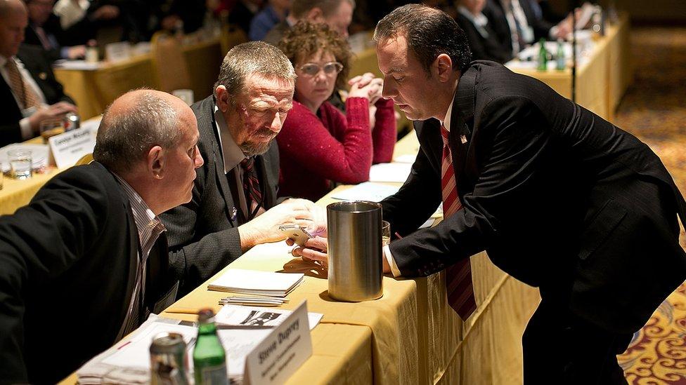 Reince Priebus meets with Republican National Committee members in Florida.