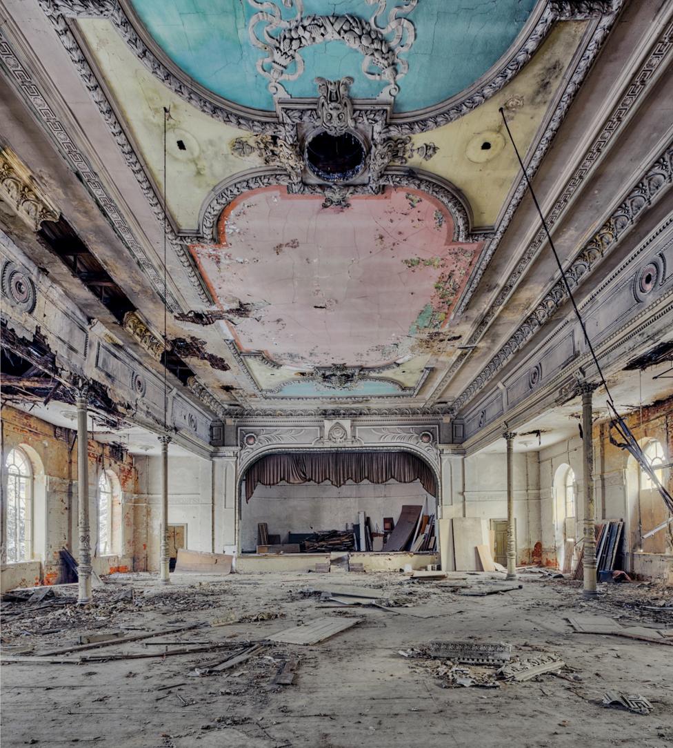 Colourful ceiling and stage