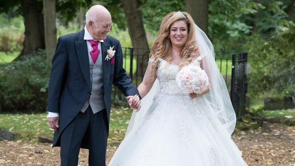 Charlotte Marsland with her grandfather, Terry Murphy