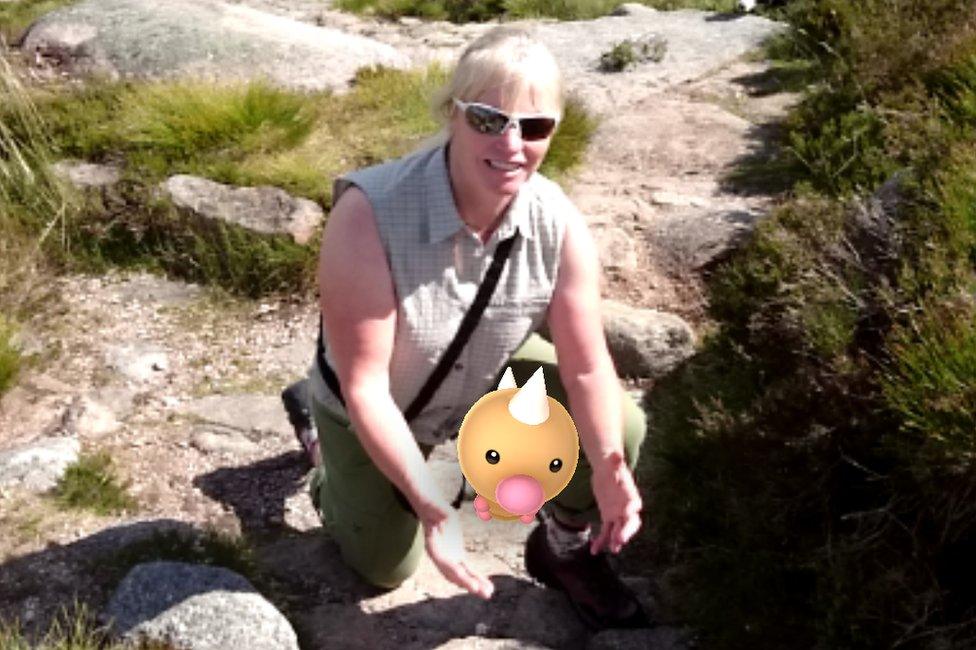 Heather Morning and Pokémon Go creature in Cairngorms