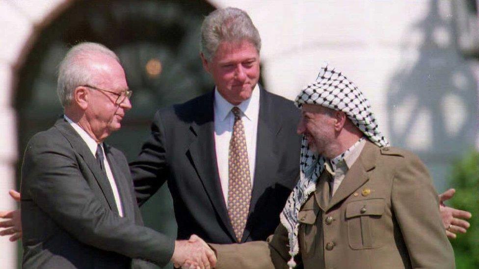 The Oslo Accords (or 'Declaration of Principles On Interim Self-Government Arrangements') were signed on September 13, 1993 by representatives of the State of Israel and the Palestine Liberation Organization (PLO)