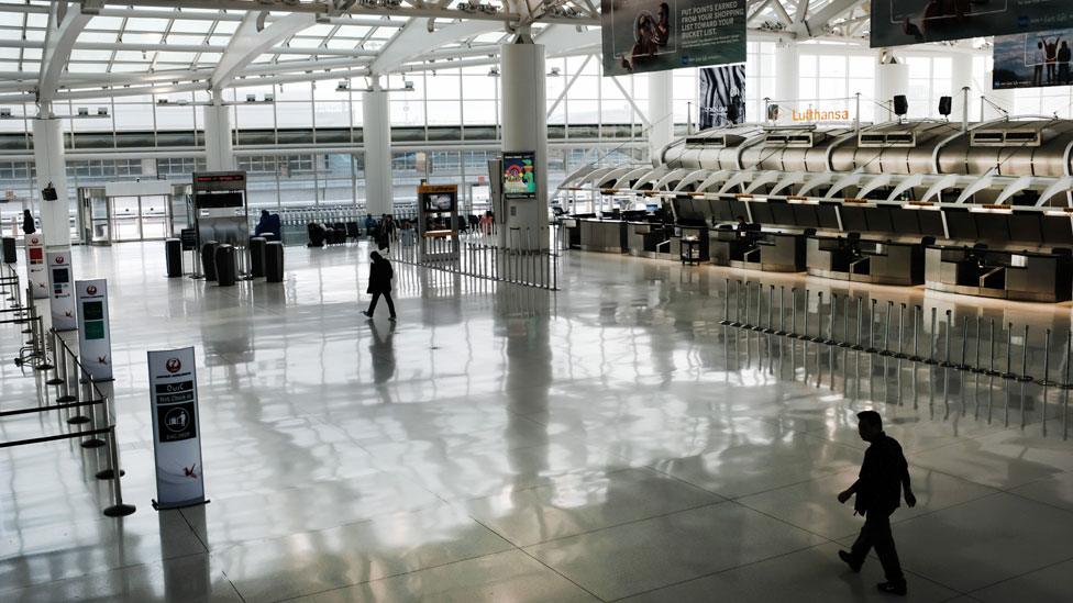 JFK airport in New York is eerily quiet