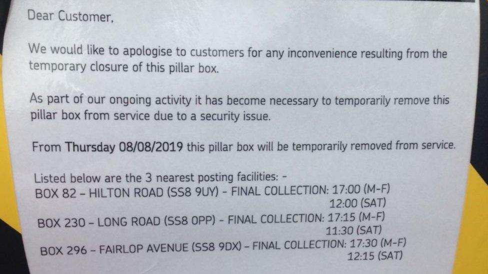 Notice on post box