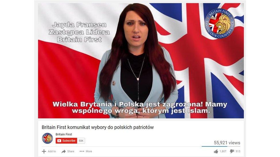 YouTube video in Polish from Britain first. Fransen and Britain First have tried to appeal to Polish immigrants in the UK