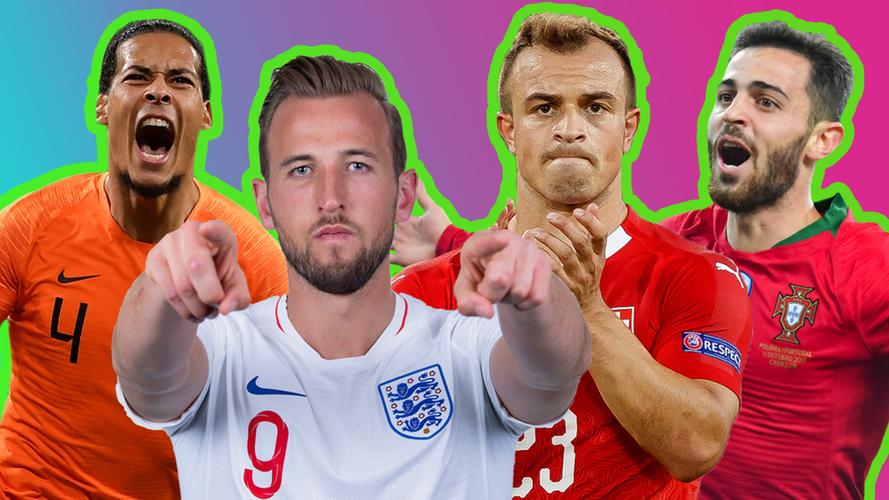 Virgil van Dijk, Harry Kane, Xherdan Shaqiri and Bernardo Silva