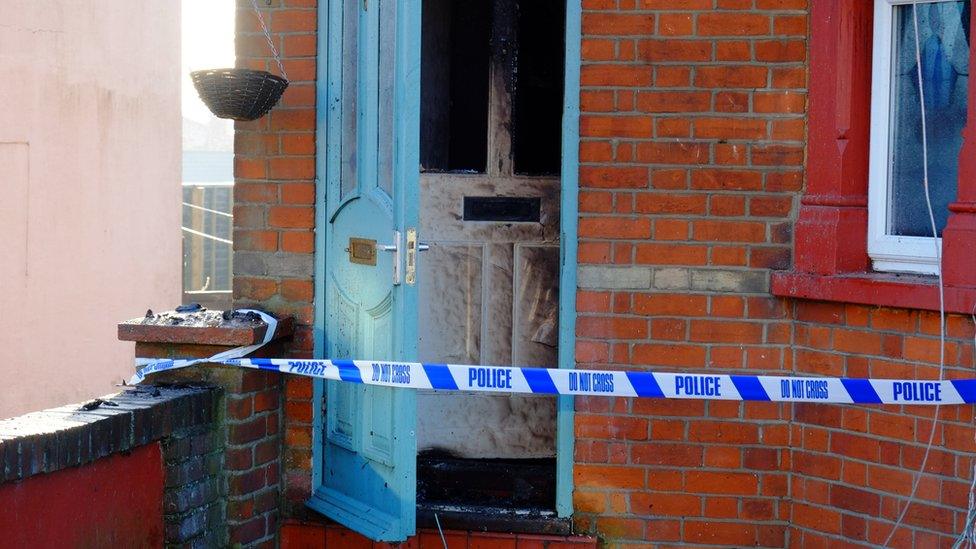 The door damage at the property in Braintree