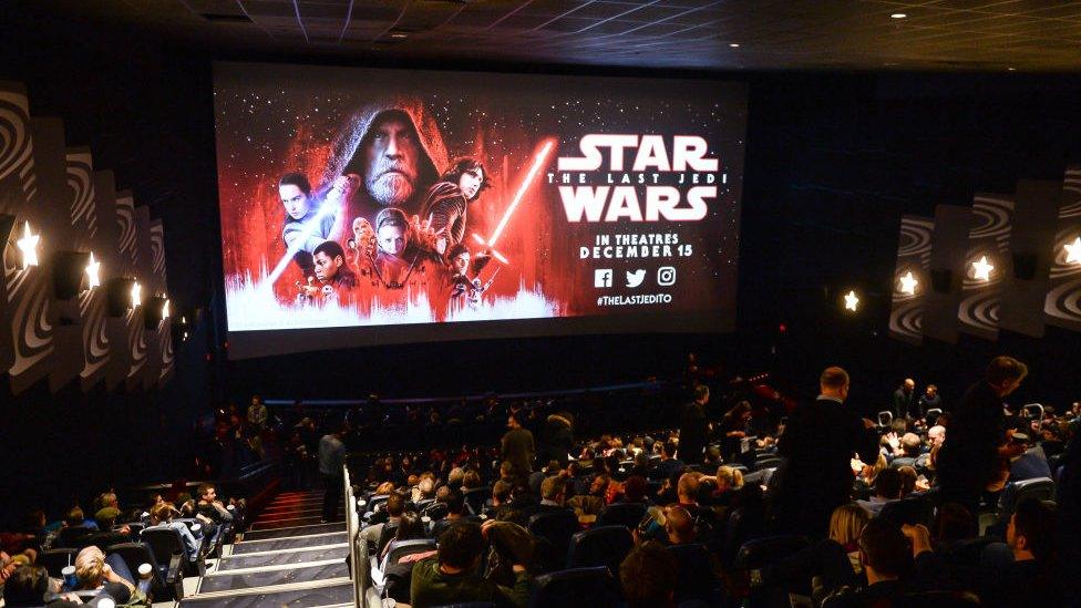 A cinema showing Star Wars: The Last Jedi