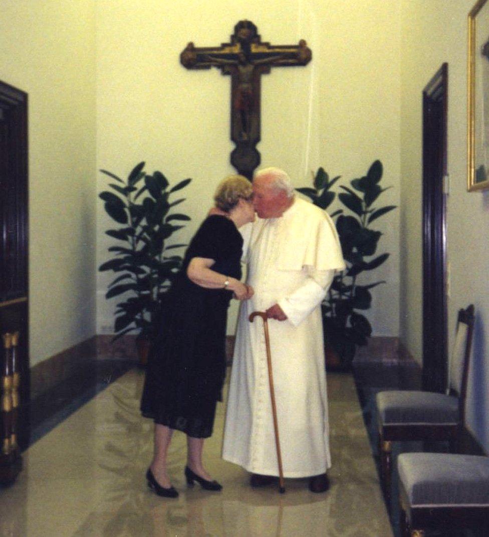 Ms Tymieniecka and Pope John Paul II in the Vatican