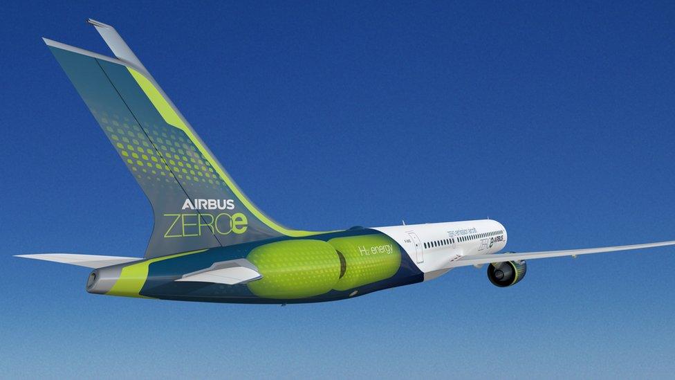 Airbus ZEROe Turbofan Concept Plane Tank