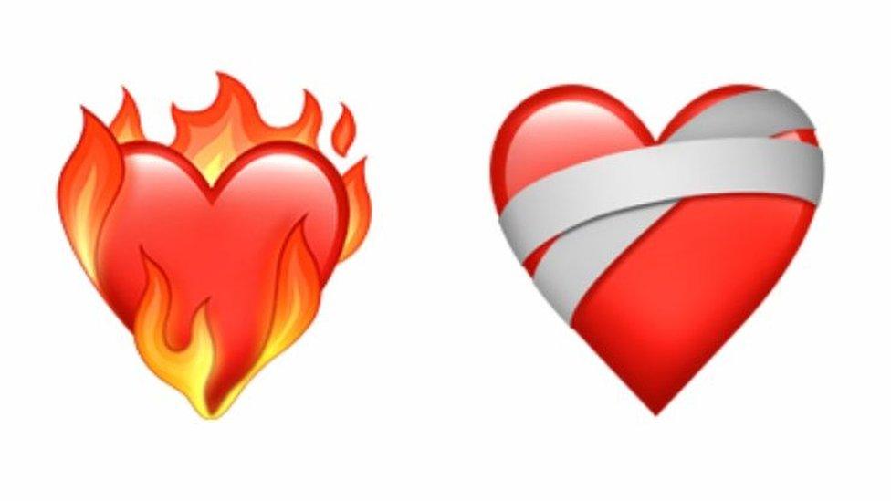 Two love heart emojis