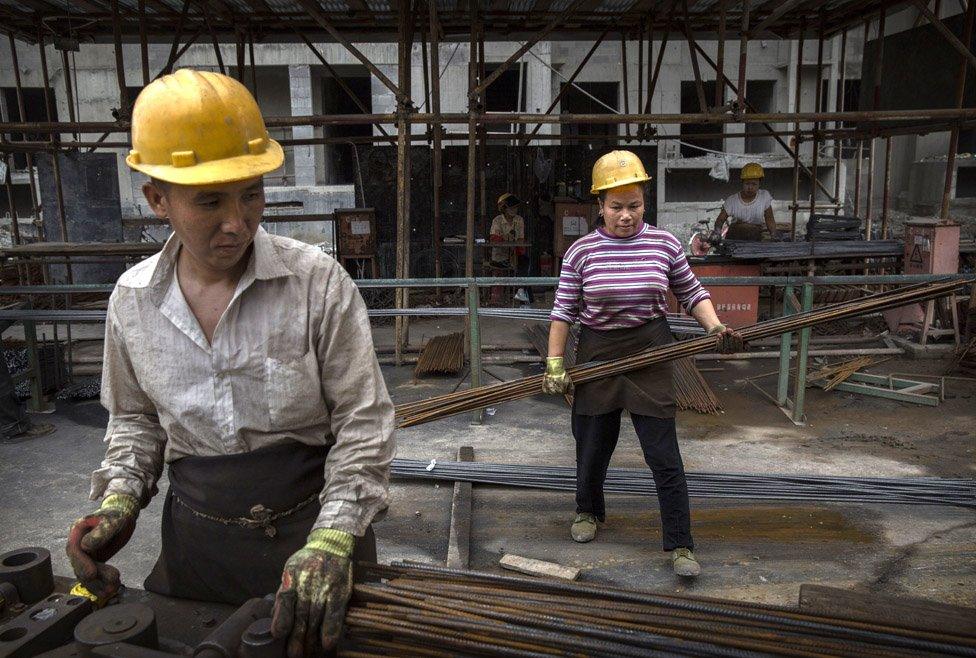 Construction workers in Beijing in 2014