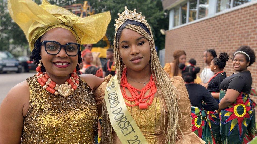 Stephanie and her mum at last year's New Yam festival in Poole, Dorset