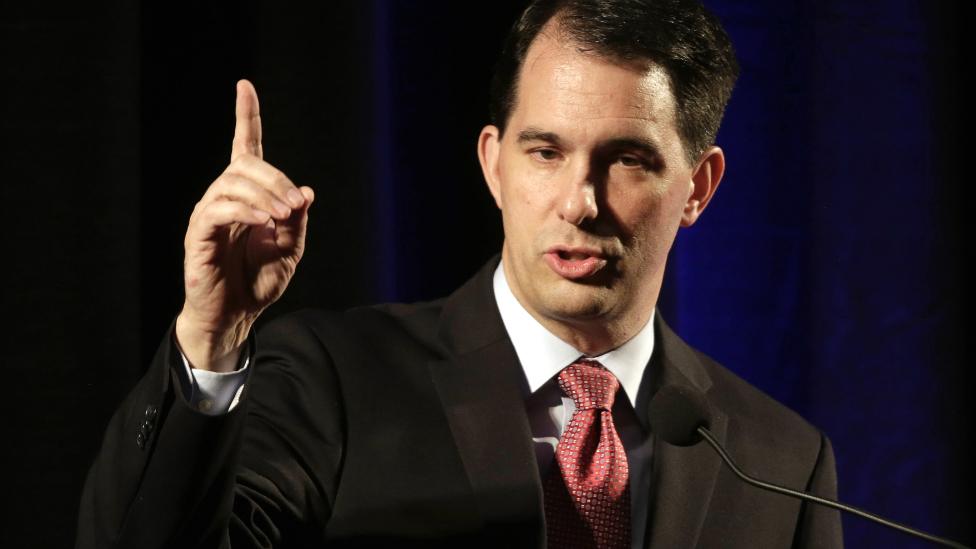 Wisconsin Governor Scott Walker speaks during the North Carolina Republican Party convention - 5 June 2015