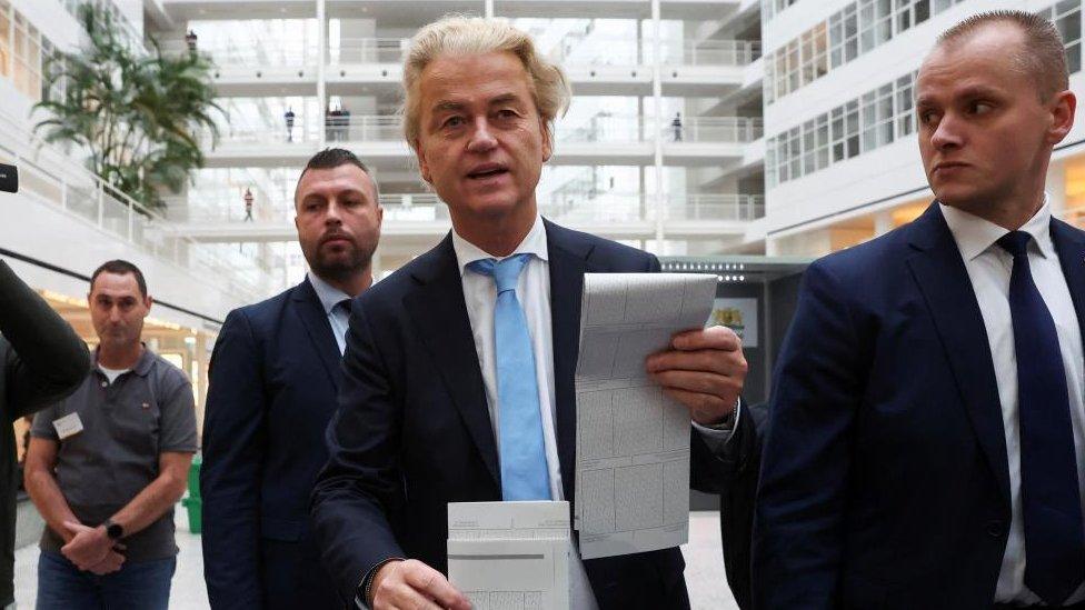 Geert Wilders had tight security when he voted in the centre of The Hague