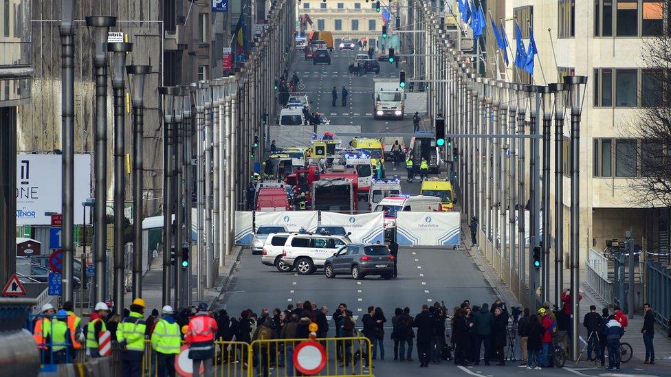 Scene outside Maelbeek metro station