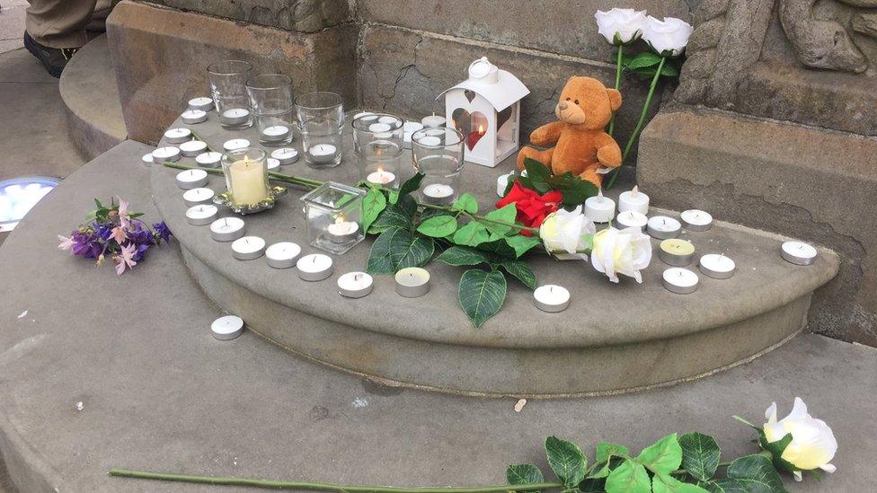 Flowers were laid and candles lit in Pontypridd