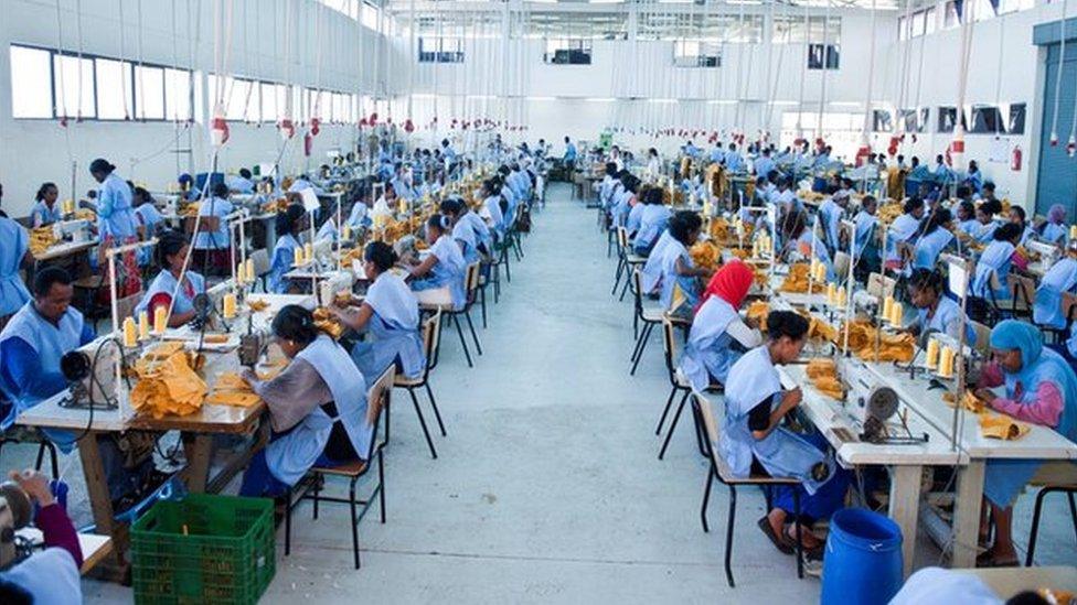 Staff at work in one of Pittards' factories in Addis Ababa