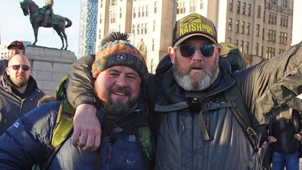 Tim Edwards (right) with comedian John May in Liverpool