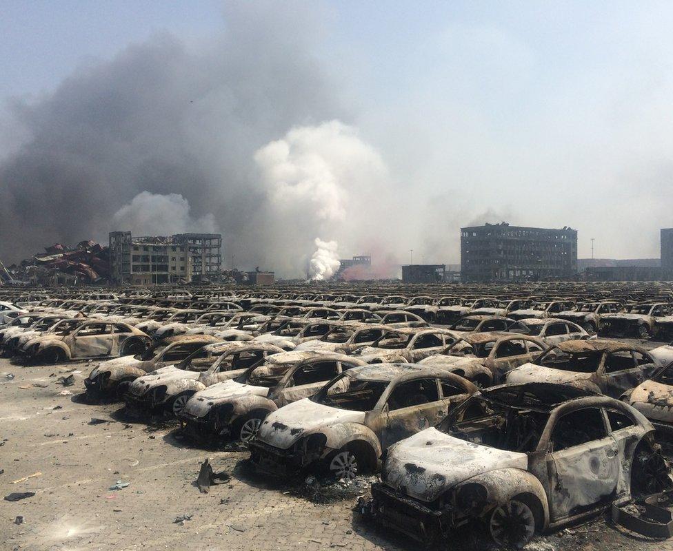 New cars destroyed by blast in Tianjin