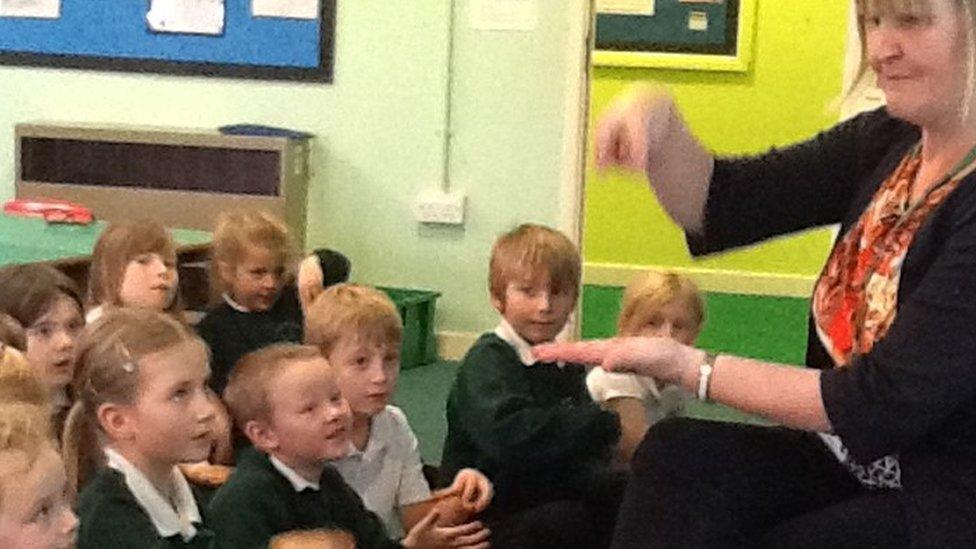 Ann Jillings teaching BSL to pupils