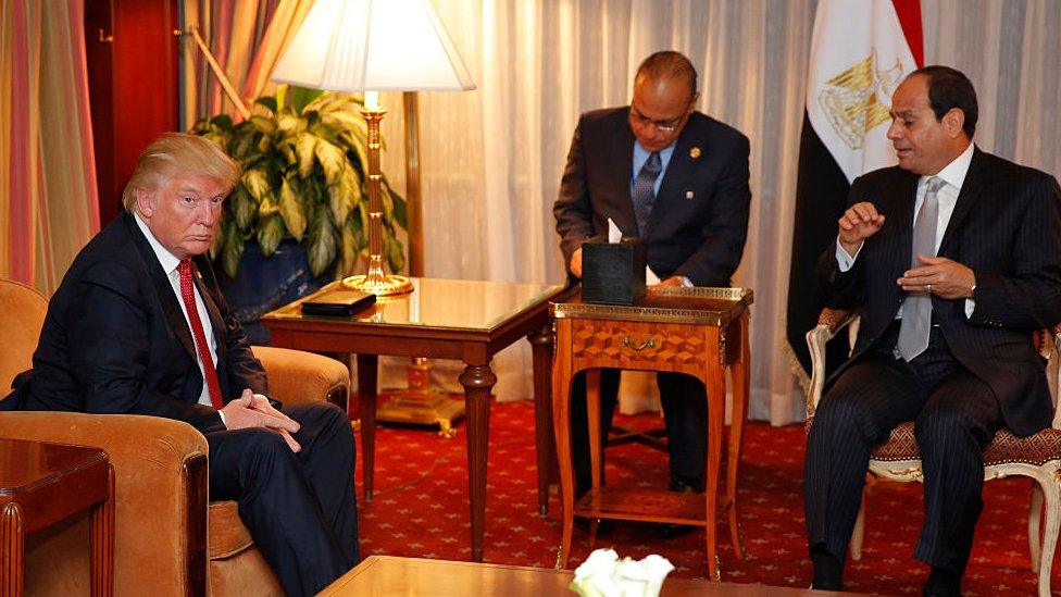 Donald Trump (left) with Abdul Fattah al-Sisi (right) in New York (Sept 2016)