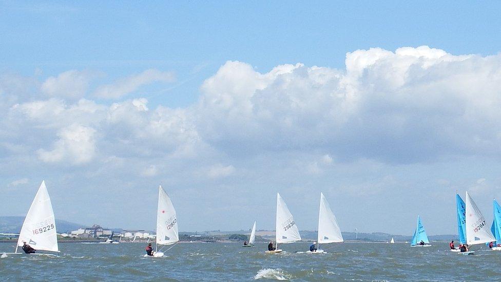 Sailing boats on Cardiff Bay