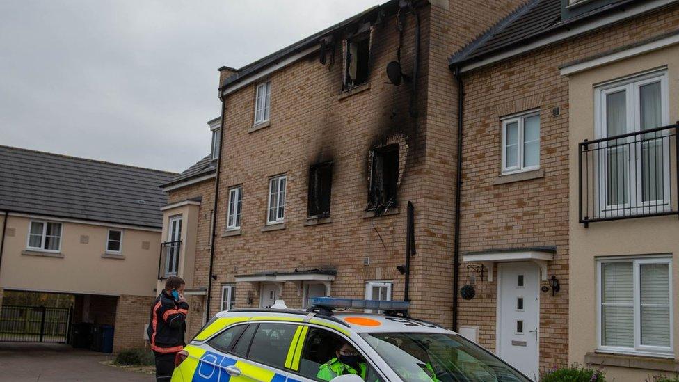 Fire-damaged house