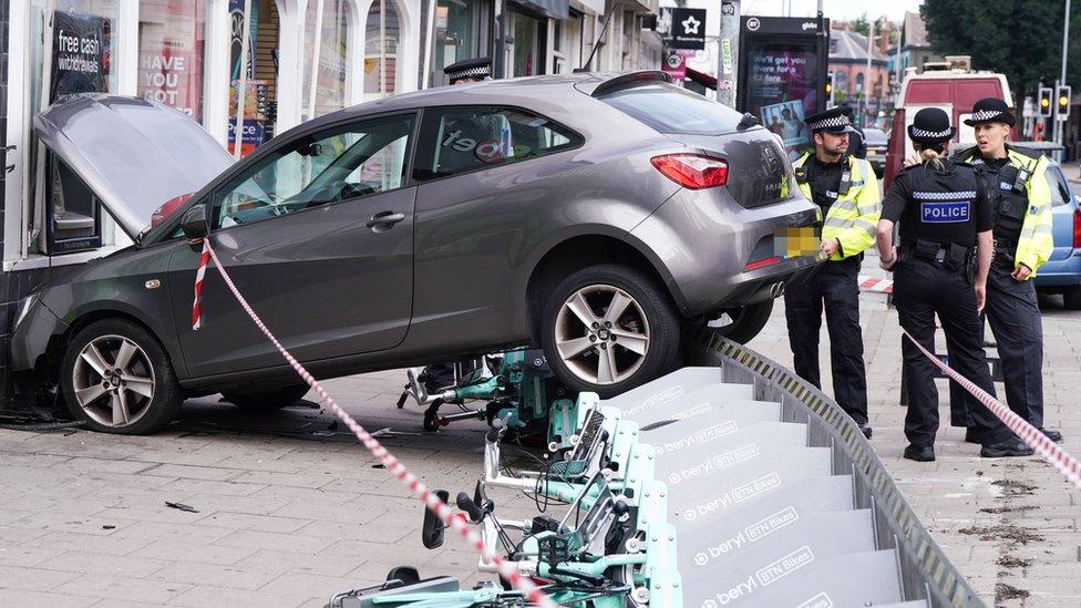 Car crash in London Road, Brighton