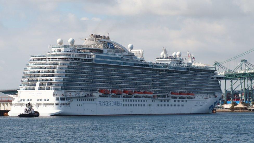 The Royal Princess in the Port of Los Angeles World Cruise Center in San Pedro, California, 20 April 2019