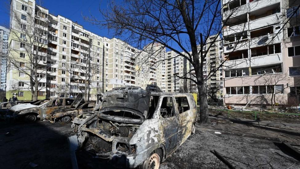 Damaged housing in Kyiv