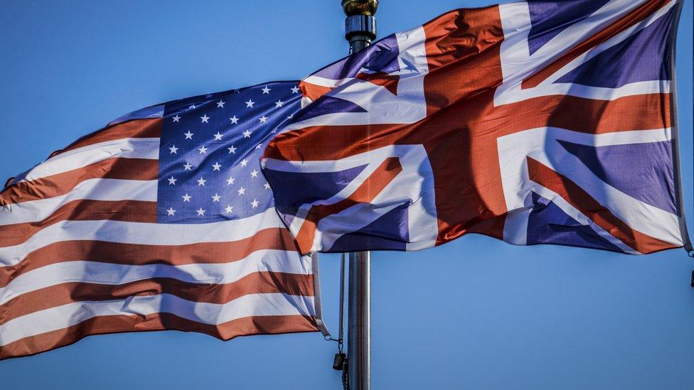 American and British flags