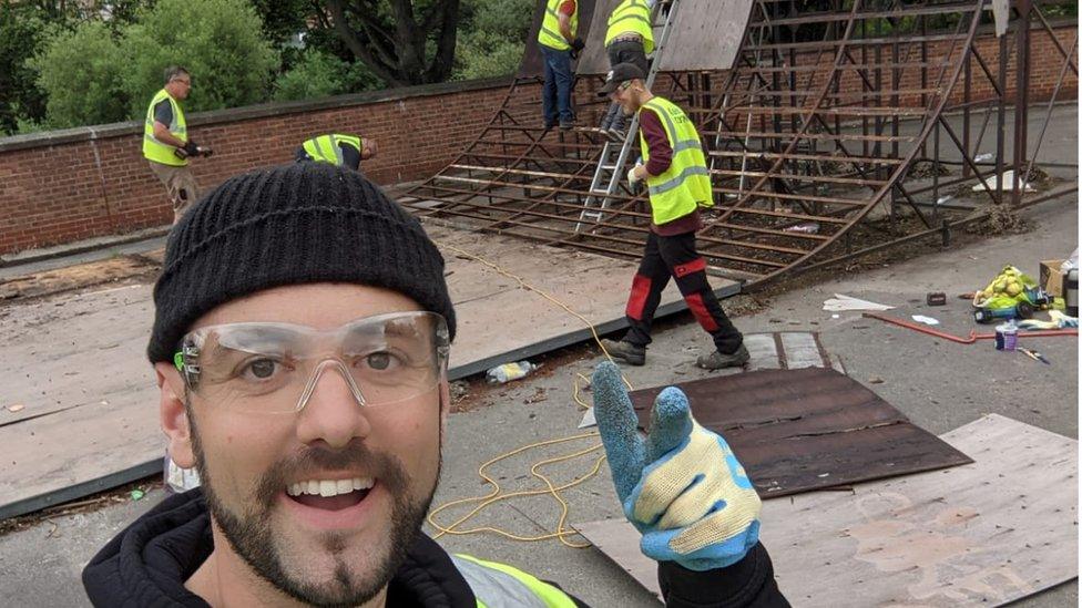 Half pipe ramp being restored