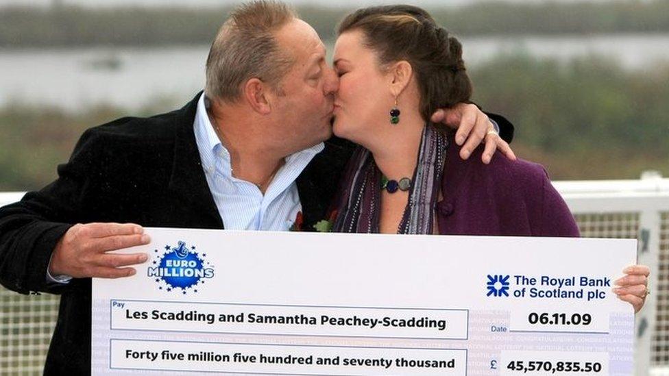 Euromillions jackpot winners Lee Scadding and Samantha Peachey-Scadding