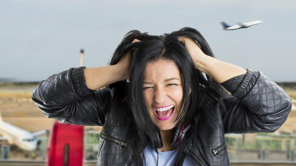 frustrated female traveller