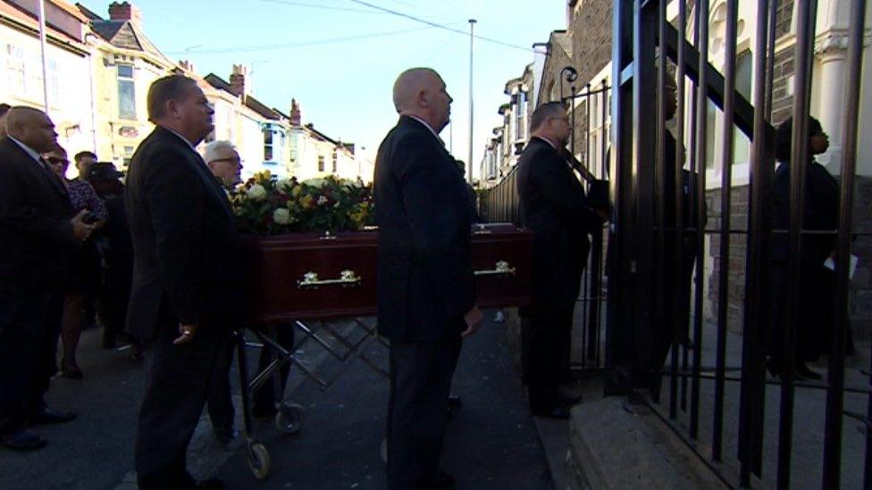 Princess Campbell's coffin is taken into church