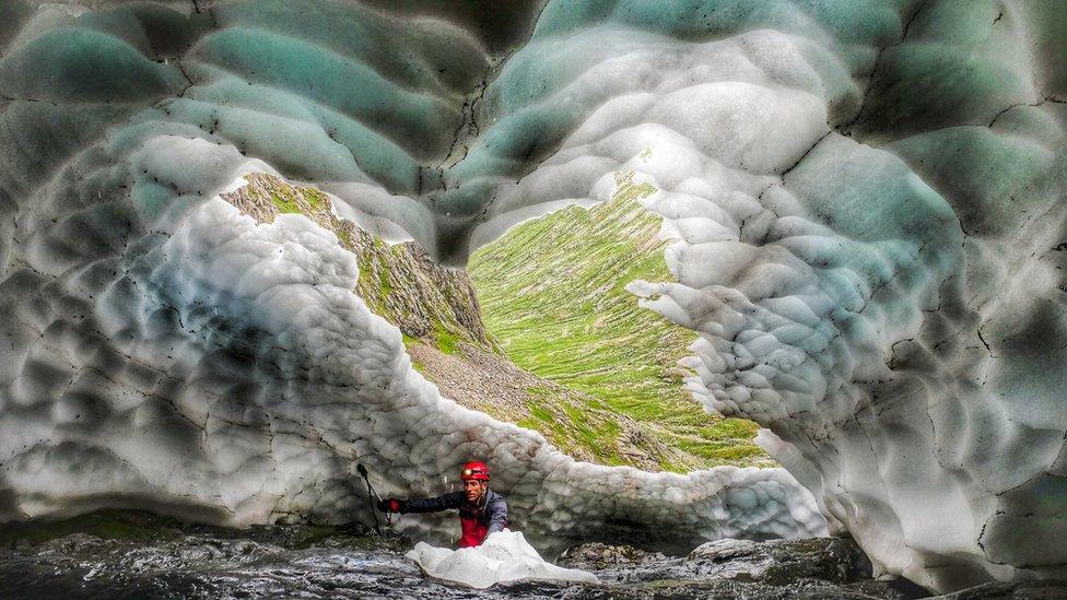 Snow tunnel on Ben Nevis