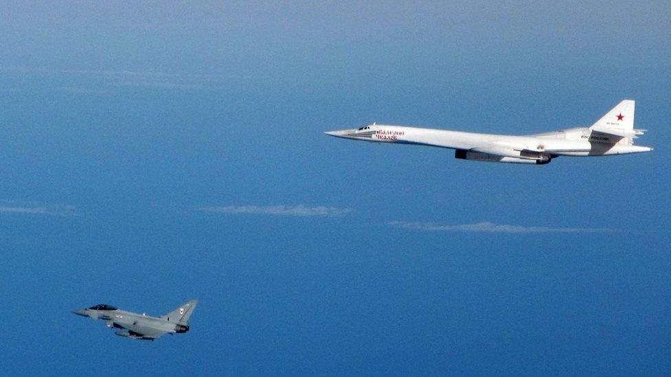 RAF Typhoon intercepting Russian aircraft