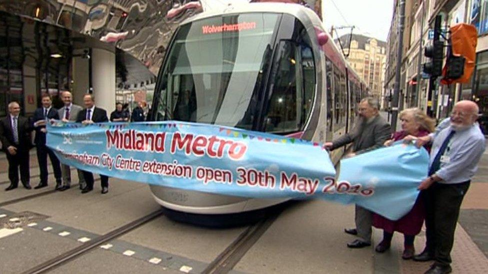 Tram launched from New Street Station